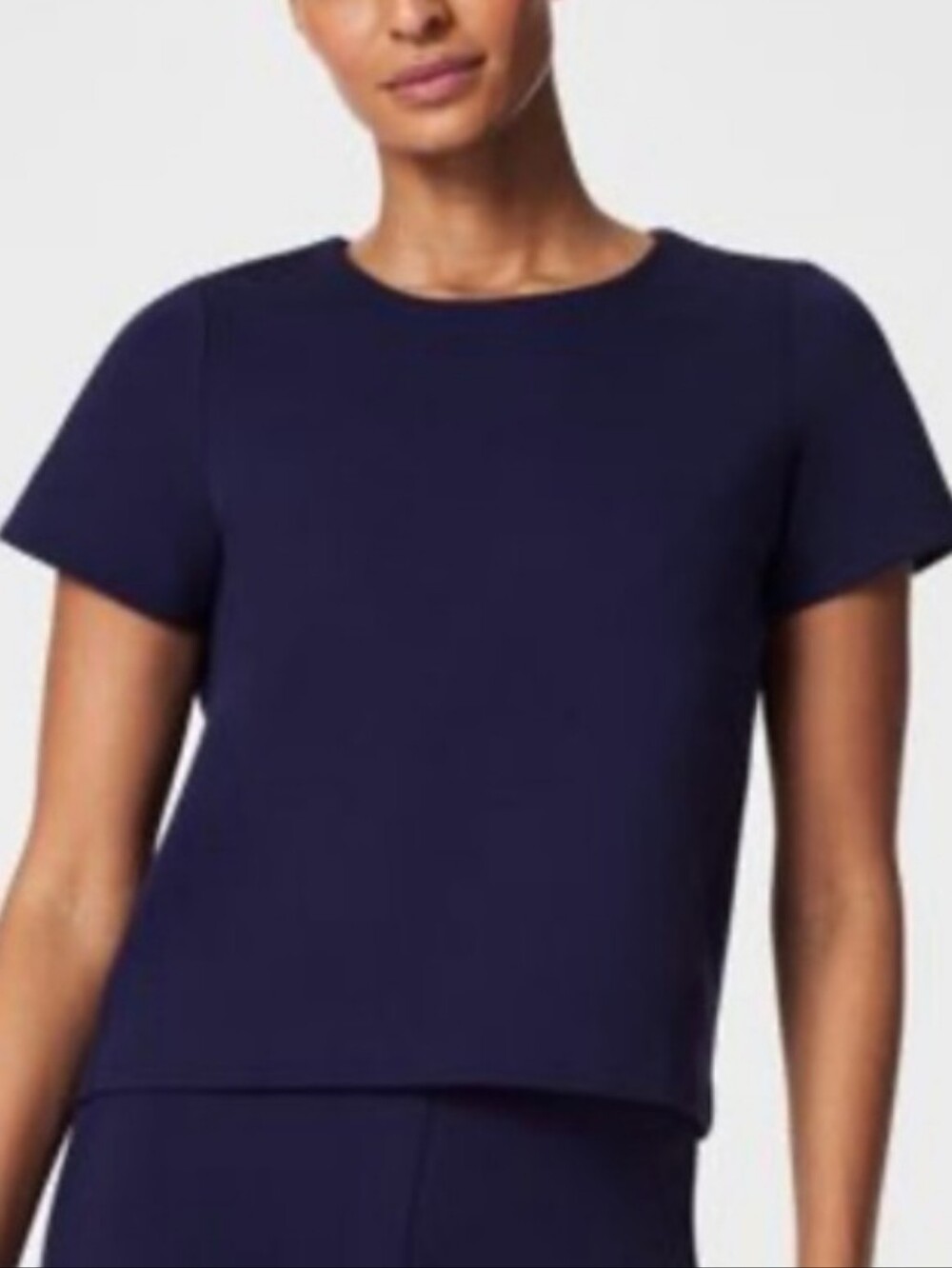 SPANX "The Perfect Pleated Back Top" in Blue Sz L